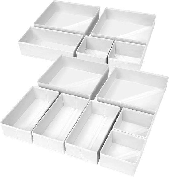 Set di organizzatore di carreggiata pieghevole - 12 pezzi in diverse misure - Bianco