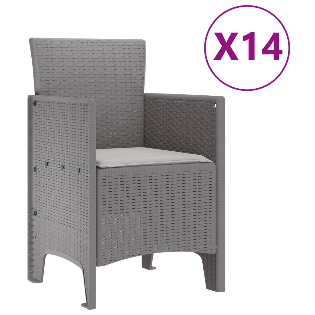Set da Pranzo Giardino  da 15 Pezzi con Cuscini Grigio Chiaro