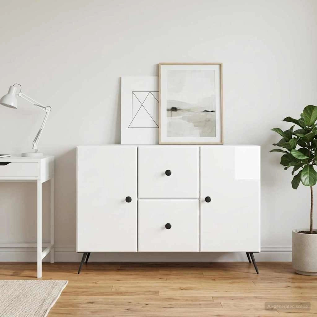 Credenza Bianco Lucido 89 x 34,5 x 60 cm Legno ingegnerizzato 895579