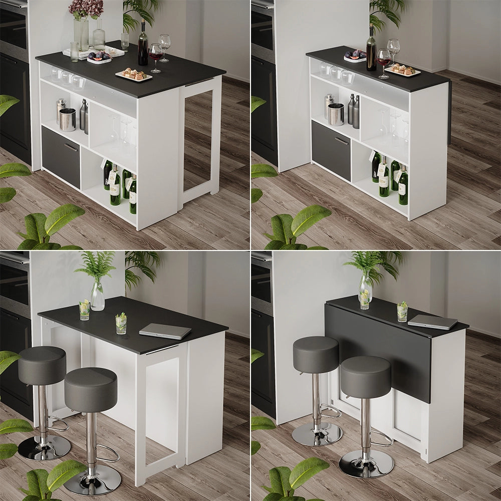 Vicco Tavolo bar alto Antracite/bianco 116 x 37 cm 4x scomparti aperti e 1x porta