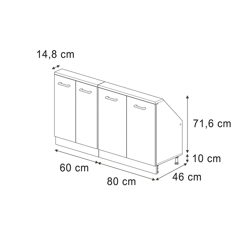 Vicco Mobile cucina sottotetto Rovere artigianale/bianco 140 cm Set di 2