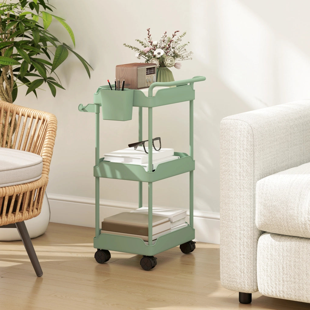 Carrello da cucina a 3 livelli con cesti estraibili ¨C zephmum ¨C verde