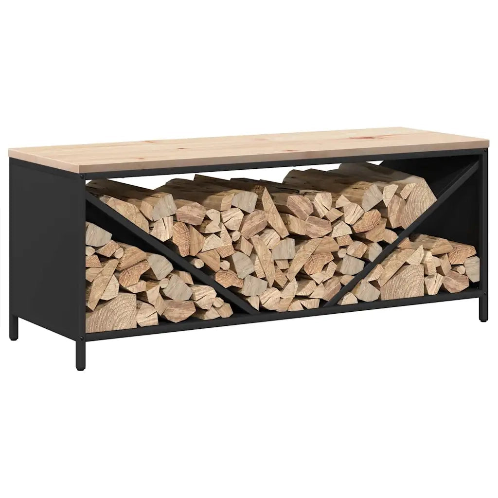 Rastrelliera per Legna da Ardere con Piano Nera 100x40x60 cm CFW4031799