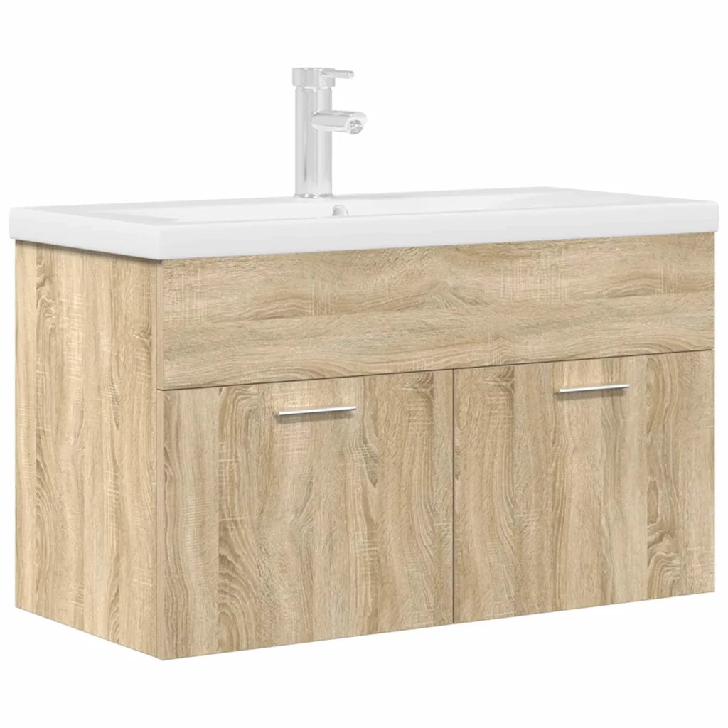 Mobile da Bagno con Lavabo Integrato e Rubinetto Rovere Sonoma