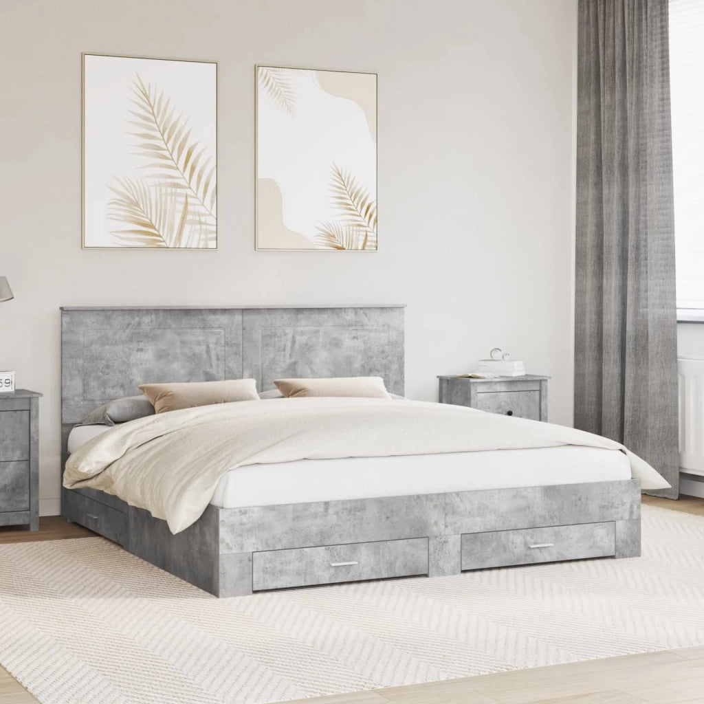 Struttura del letto con testiera Grigio cemento 200 x 200 cm