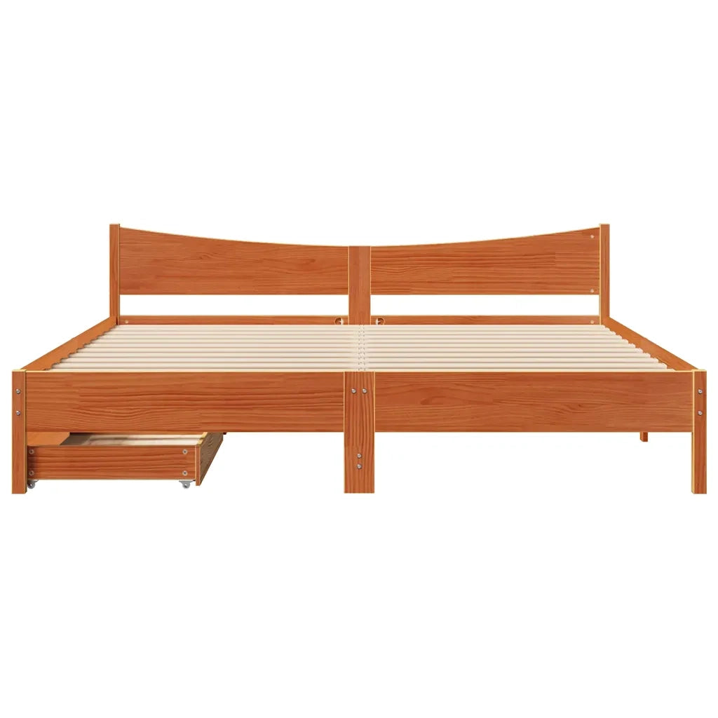 Giroletto con Cassetti Marrone Cera 200x200 cm Massello Pino 3301895