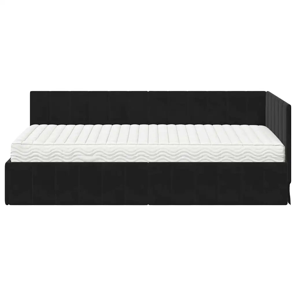 Struttura Letto Angolare con Materasso 2 pz-Giroletto con materasso Nero Velluto 423683