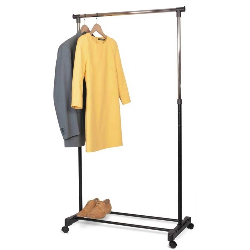 Trade Shop - Stand Appendiabiti In Metallo Altezza Regolabile Con Ripiano Ruote Camera Letto -