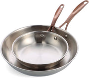 Set di padelle in acciaio inossidabile - 2 parti - adatto per induzione - argento - 24/28 cm