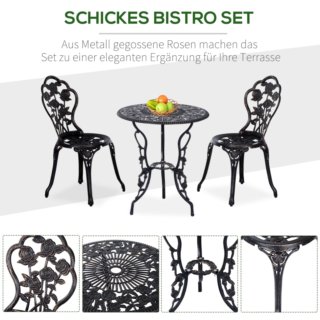 Set Giardino Tavolo e Sedie 2 Posti ¨C zephmum ¨C Bronzo Resina