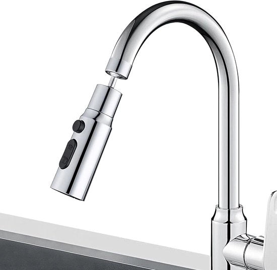 Opzetstuk percorrente per cucina, 360° estensione flessibile della maniglia, con 3 modalità di scarico dell'acqua, FM20 FM22 M24, compatibile con la maggior parte degli interfacce, con più adattatori.