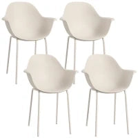 Set 4 Sedie in Plastica con Piedini Antiscivolo, 59x55x84 cm, Grigio