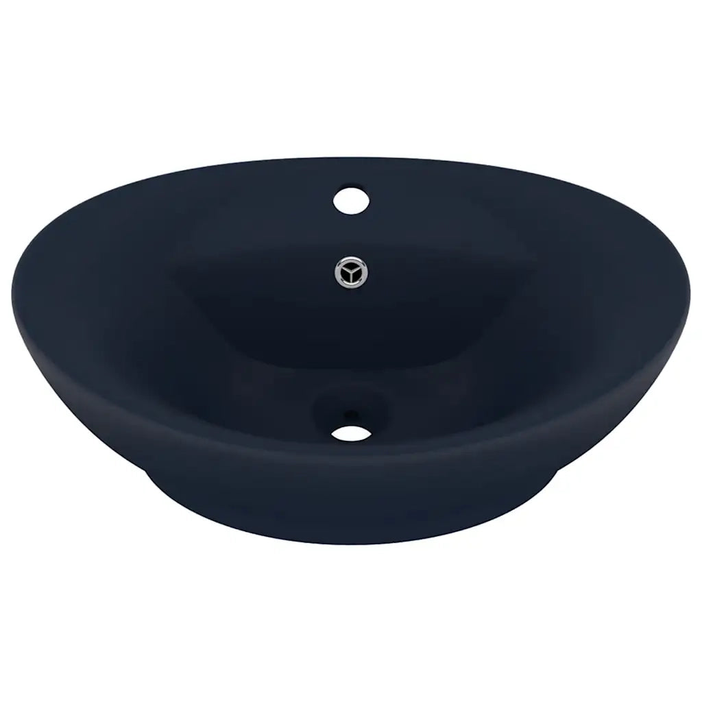Lavabo con Troppopieno Ovale Blu Scuro Opaco 58,5x39cm Ceramica 146935