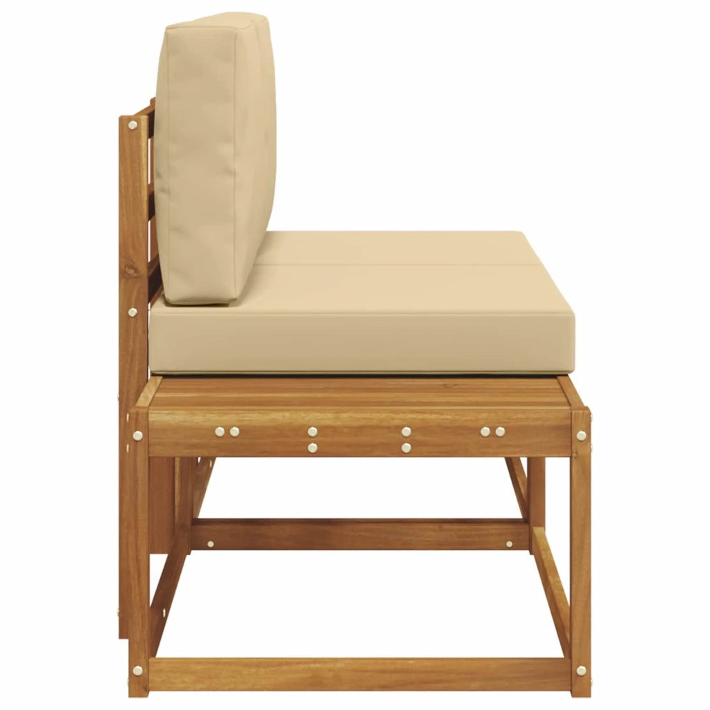 Divano da Esterno con cuscino-Divano da Giardino 2 Pezzo Naturale e Beige