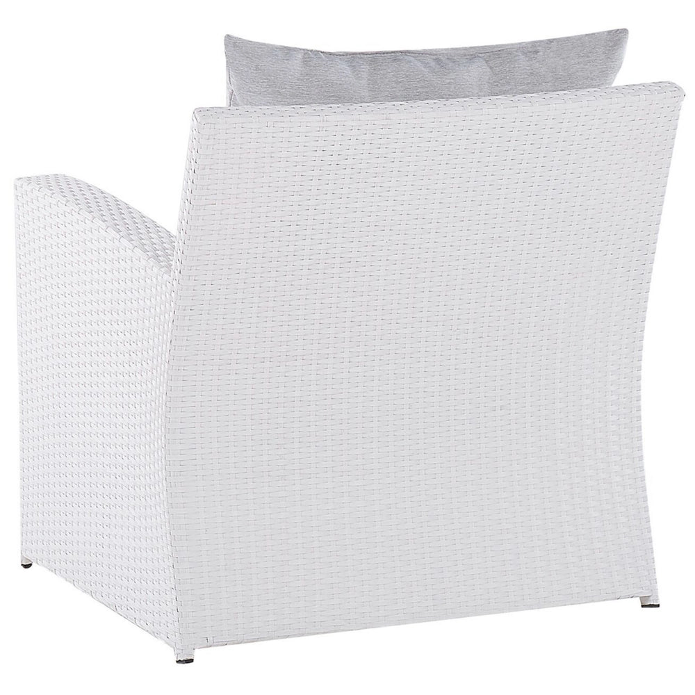 Set divano da giardino bianco finto rattan grigio cuscini esterni in vimini set di conversazione