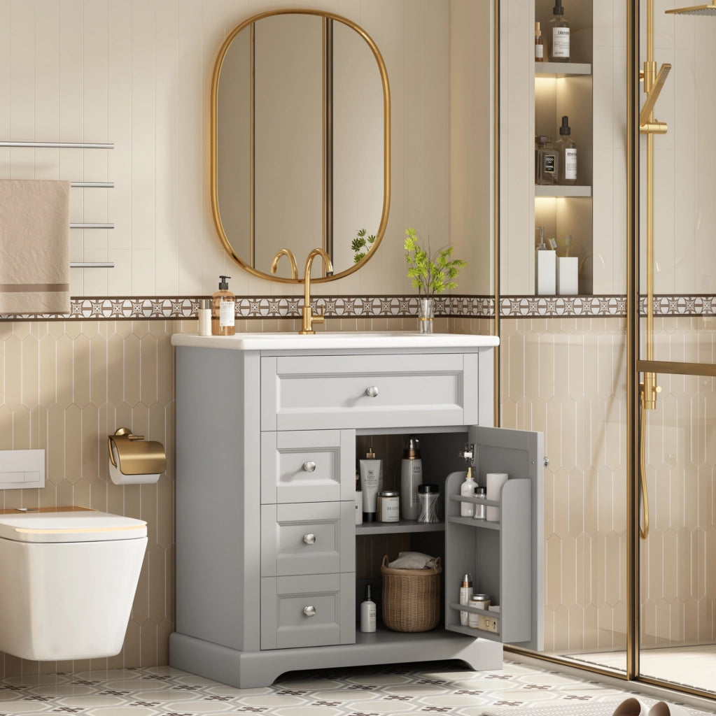 Mobile bagno con lavabo a terra, grigio, 76x46x87 cm