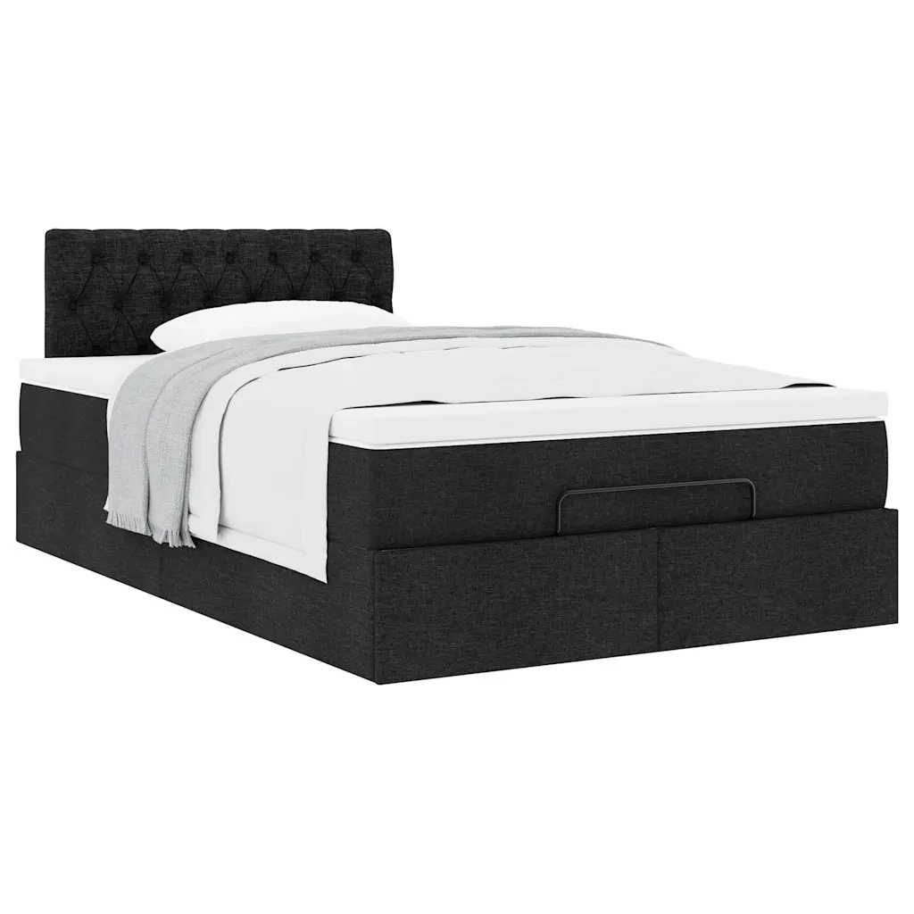 Pouf Letto con Materasso Nero 120x200 cm in Tessuto 3311534