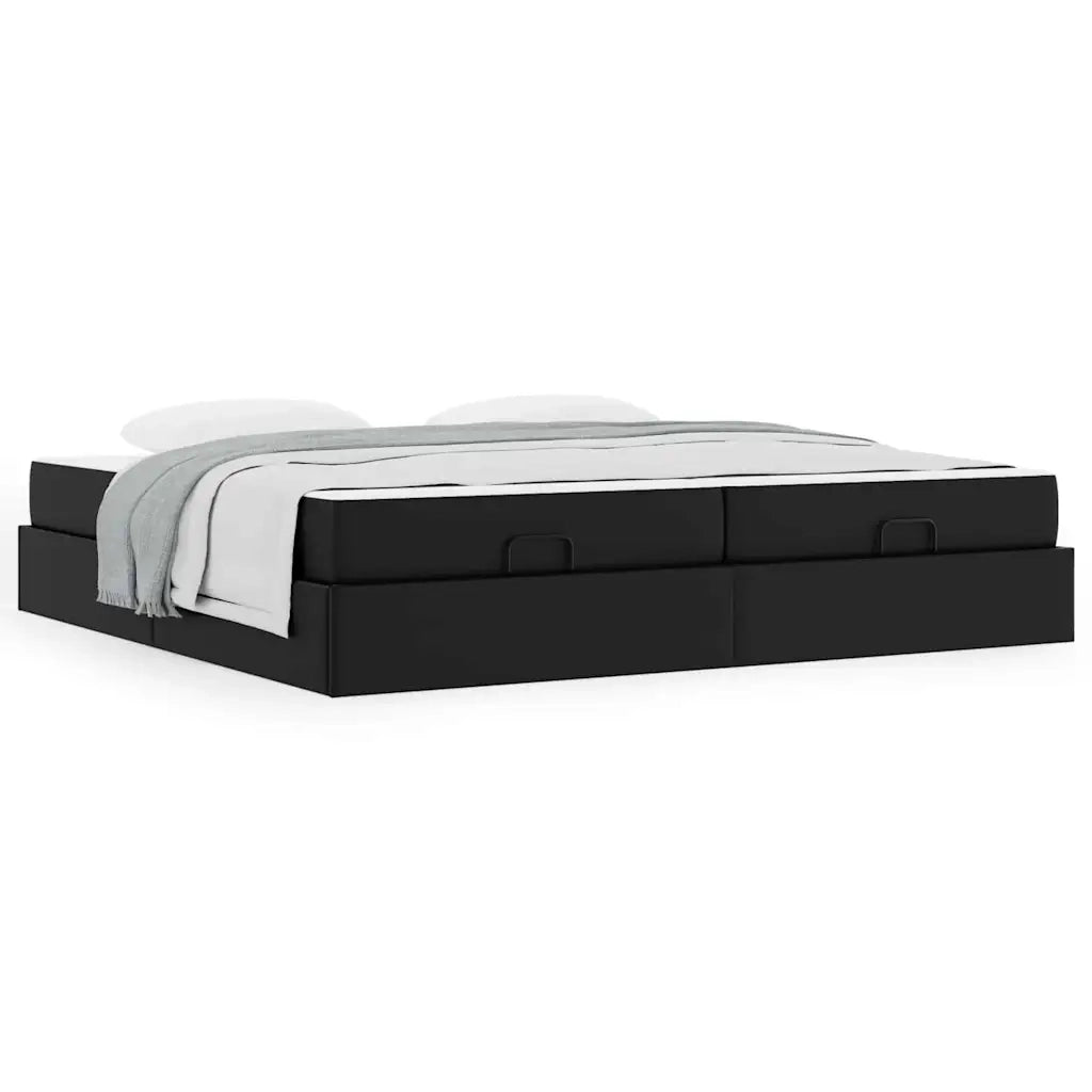 vidaXL Struttura letto con materasso Nero 200 x 200 cm Pelle sintetica
