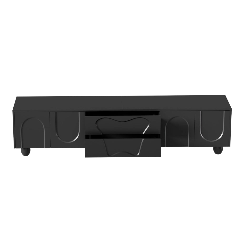 Mobile TV 180 cm nero - Zephmum - Gambe in legno, design unico, massima capacit¨¤ di stoccaggio