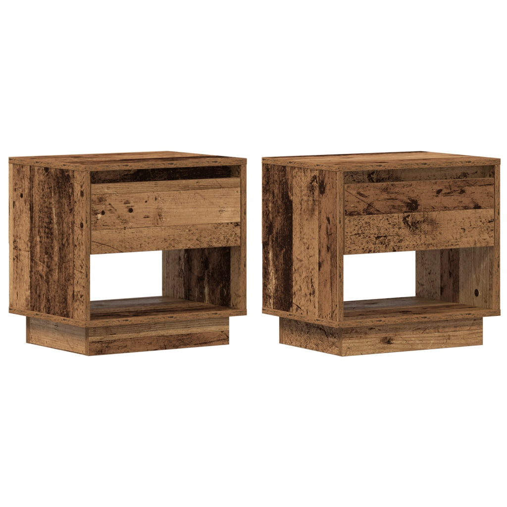 Comodino  2 pz Legno Vecchio 45x34x45 cm Legno Ingegnerizzato
