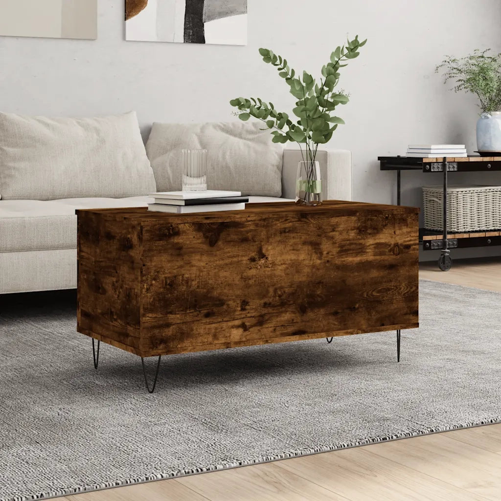 Tavolino da Salotto-Tavolino da soggiorno-Tavolo Rovere Fumo 90x44,5x45 cm Legno Multistrato 582119