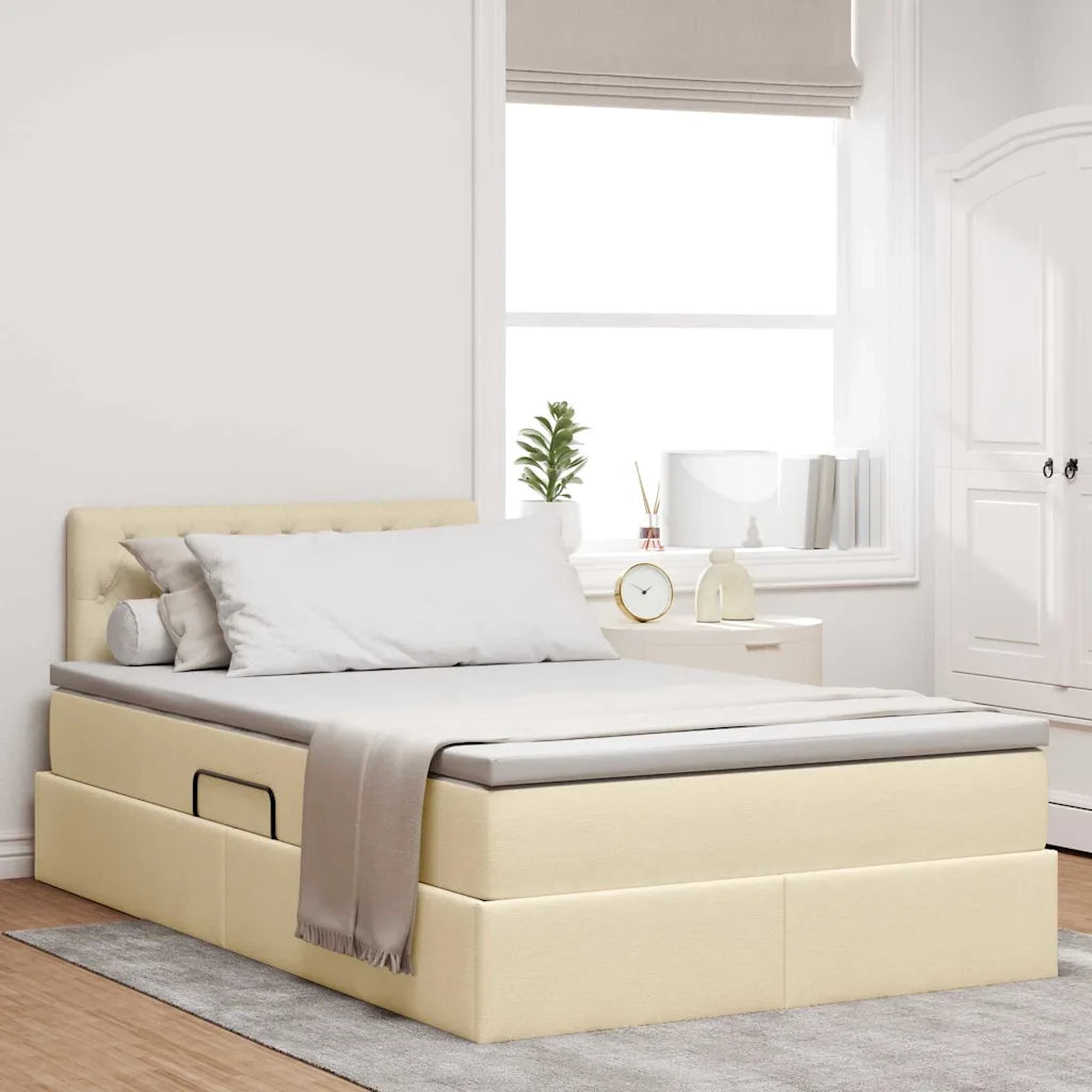 Letto con contenitore LED e materasso Crema 120 x 200 cm