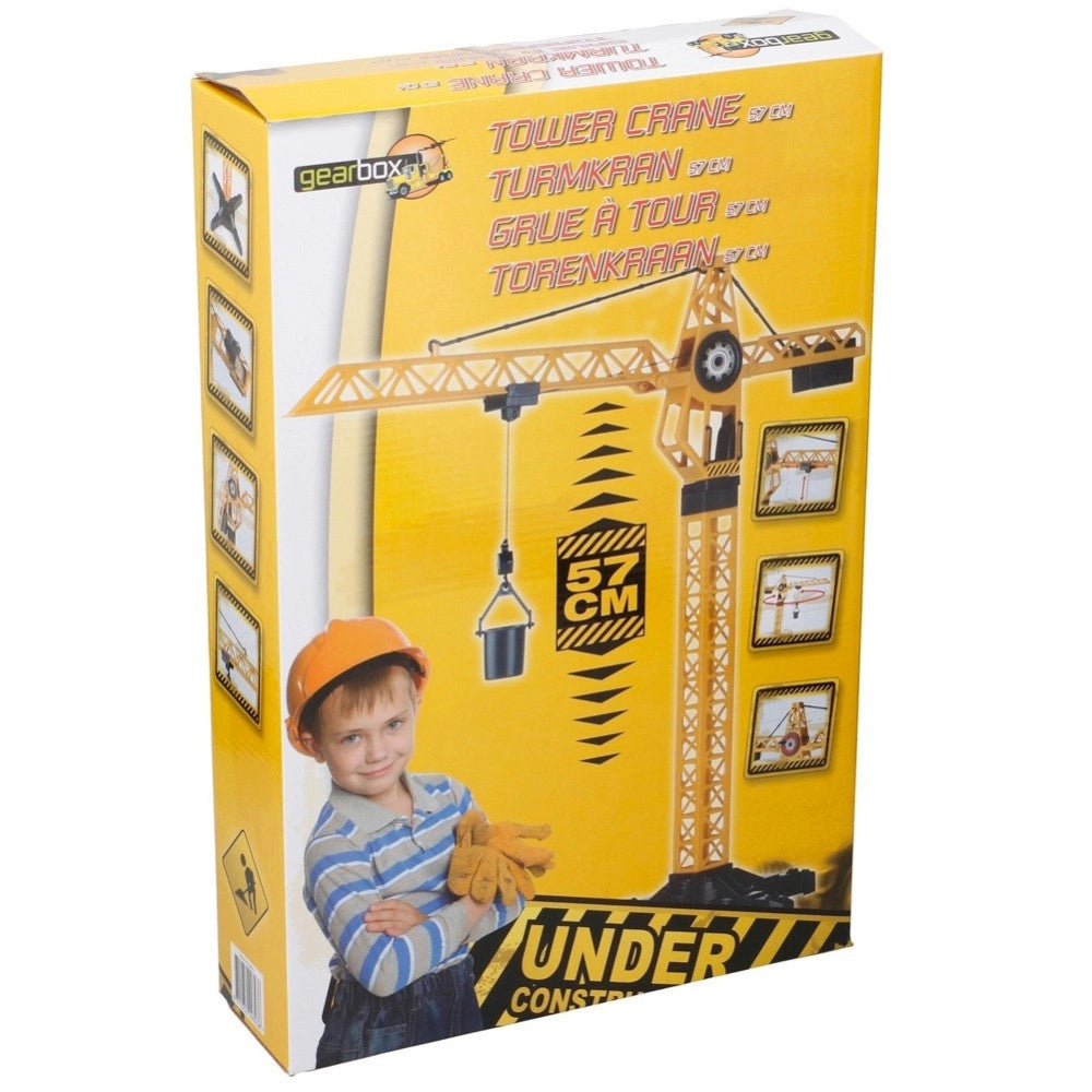 Trade Shop - Gru Cantiere Giocattolo Per Bambini Con Rotazione E Sollevamento 57cm -