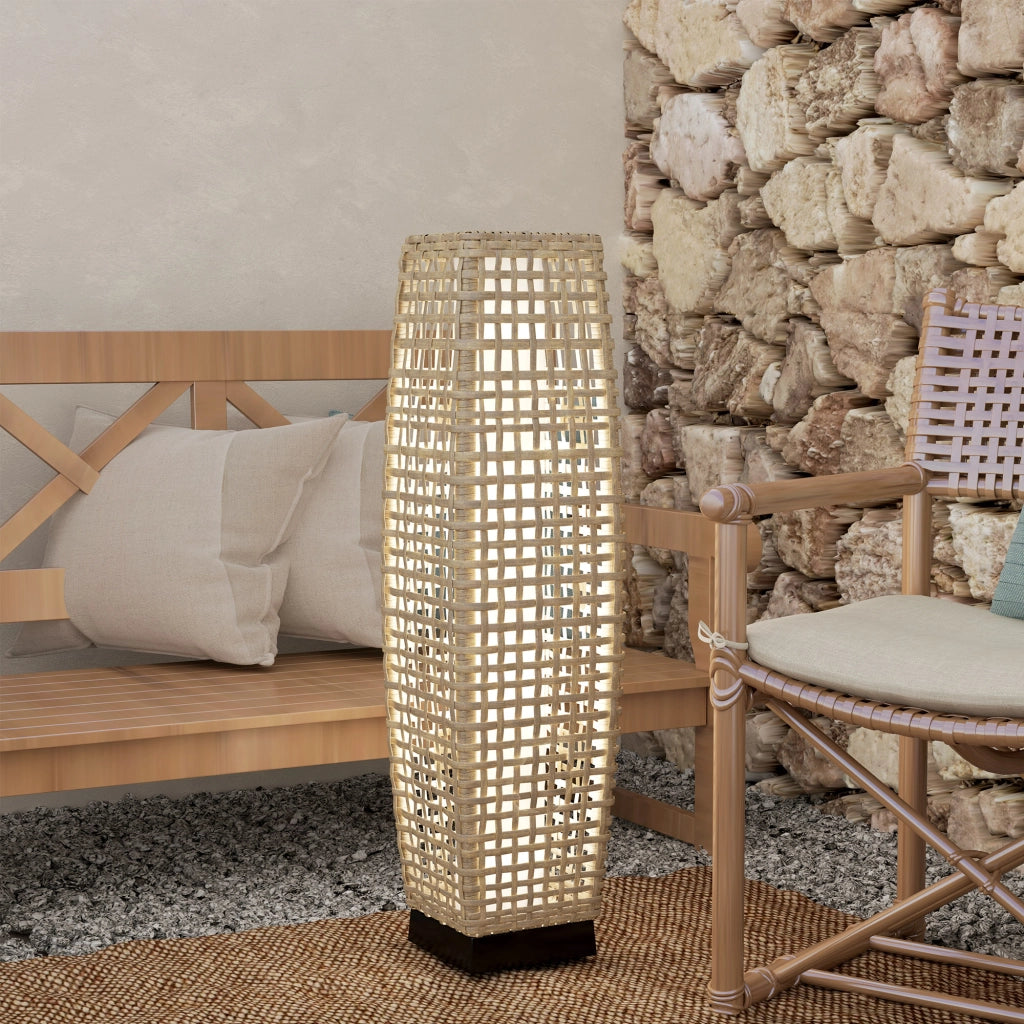 Lampada Solare da Giardino in Rattan Sintetico ¨C zephmum ¨C Naturale 21x21x78 cm