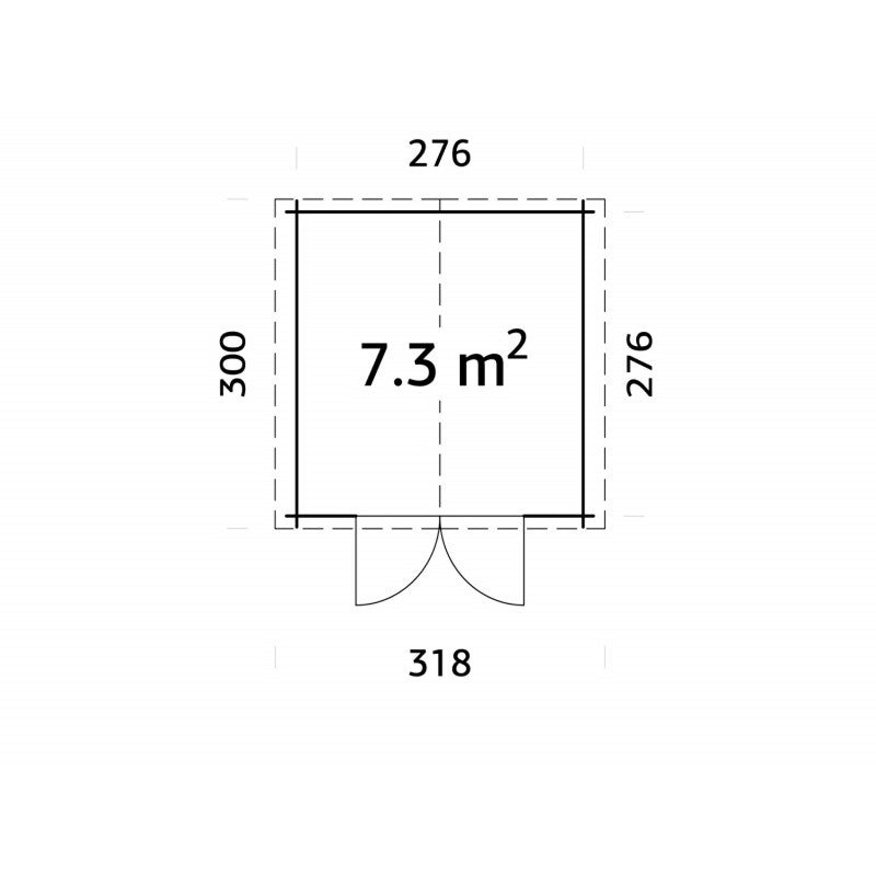Casetta da giardino in legno grezzo 300x300 cm con pareti 28 mm e porta doppia vetrata 7,6 m² - Esterni da Vivere