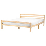 Letto matrimoniale in legno di pino chiaro 160 x 200 Testiera a doghe minimalista