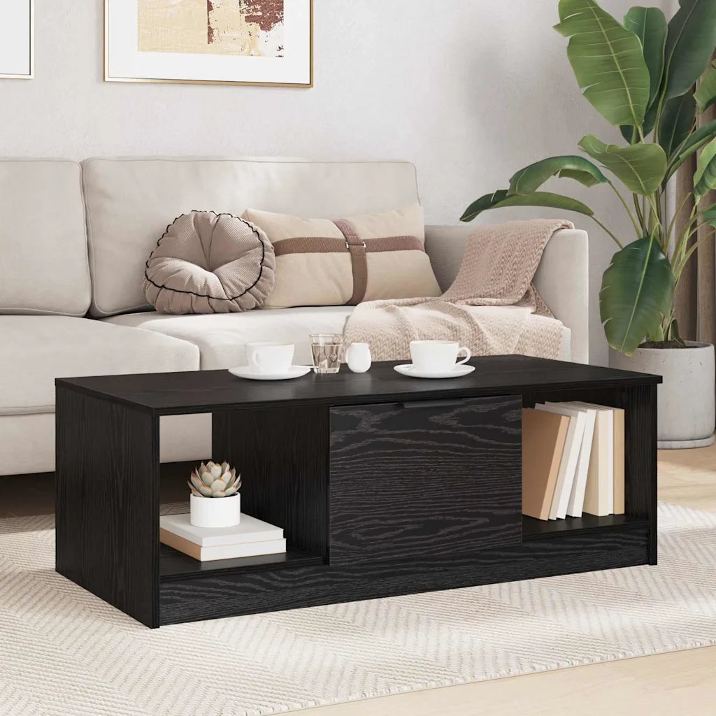 Tavolino da salotto con cassetto Rovere Nero 102 x 50 x 36cm