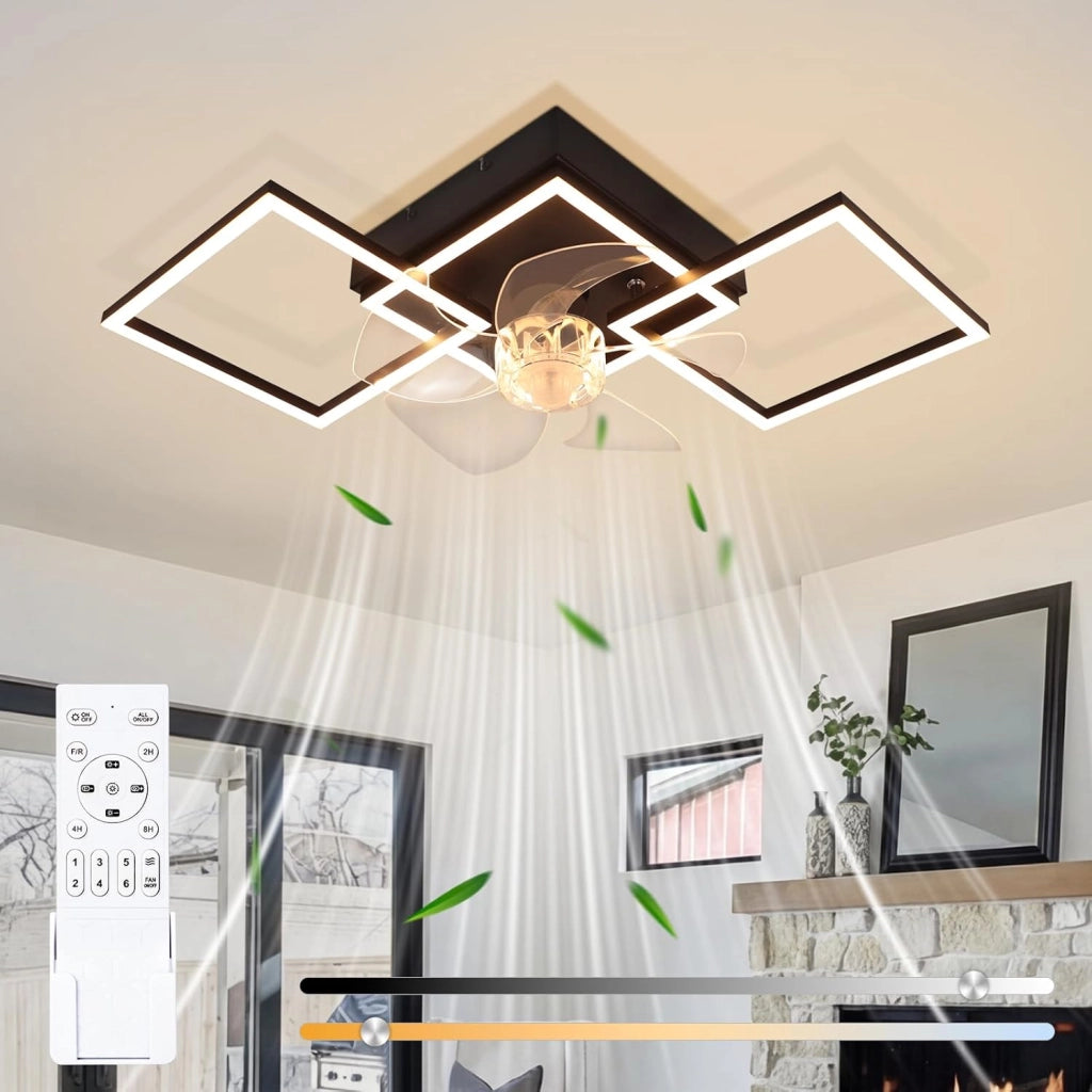 ZMH Ventilatore a Soffitto LED Moderno 68cm Intensità Luminosa Regolabile Telecomando per Soggiorno Sala da Pranzo
