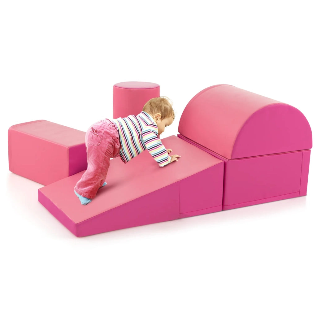 Set di 5 blocchi da costruzione in schiuma 40 x 40 x 20 cm per il gioco creativo e lo sviluppo delle capacità motorie in rosa 20_0019373