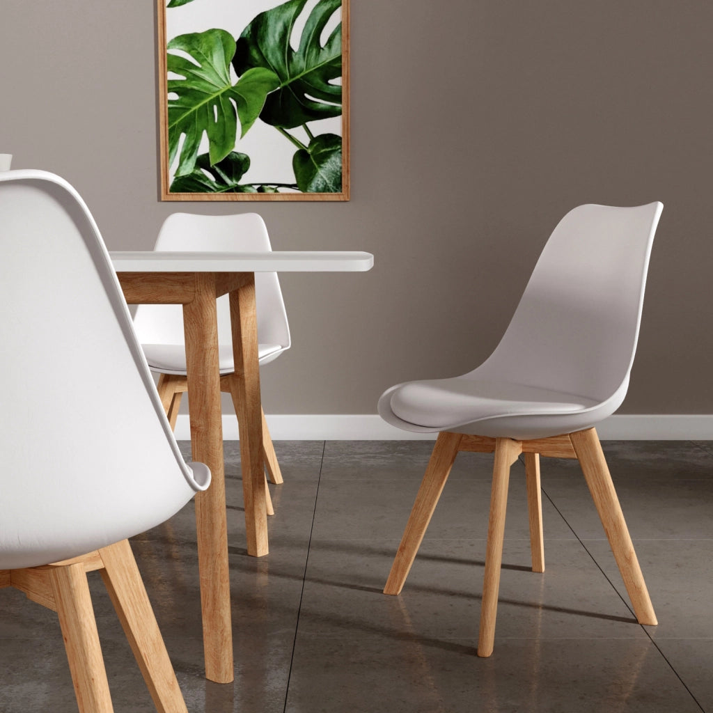 Set di 2 sedie scandinave bianche NORA con cuscino