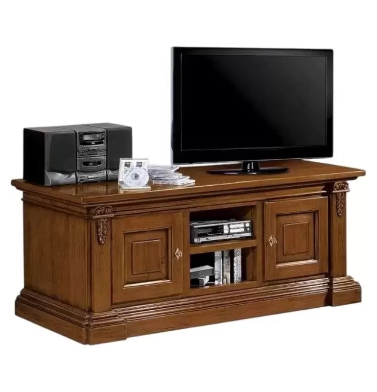 Porta tv in legno 2 porte arte povera tinta noce 158x60x62 (401) - Mobili 2G