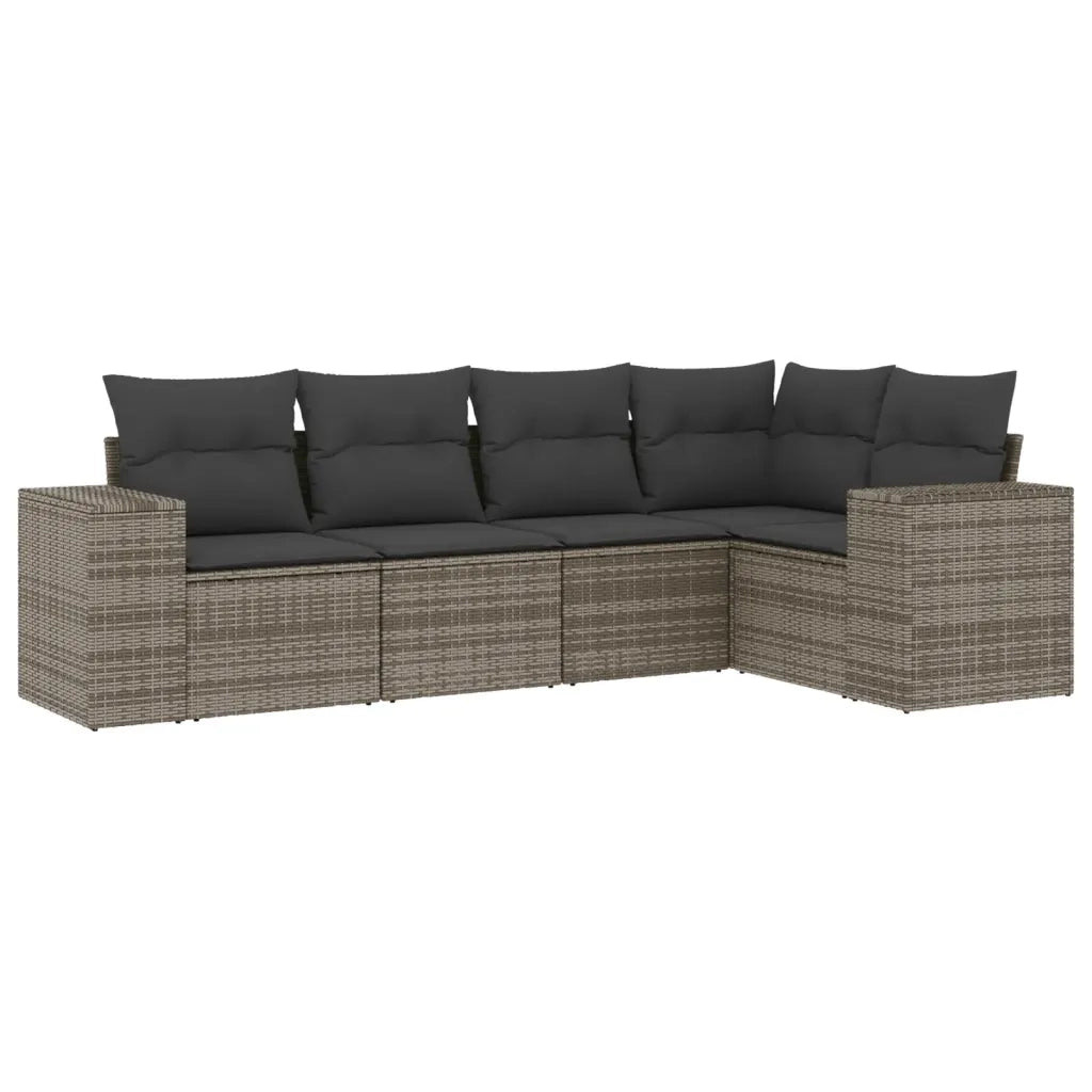 Set Divano da Giardino 5 pz con Cuscini Grigio in Polyrattan 3254867