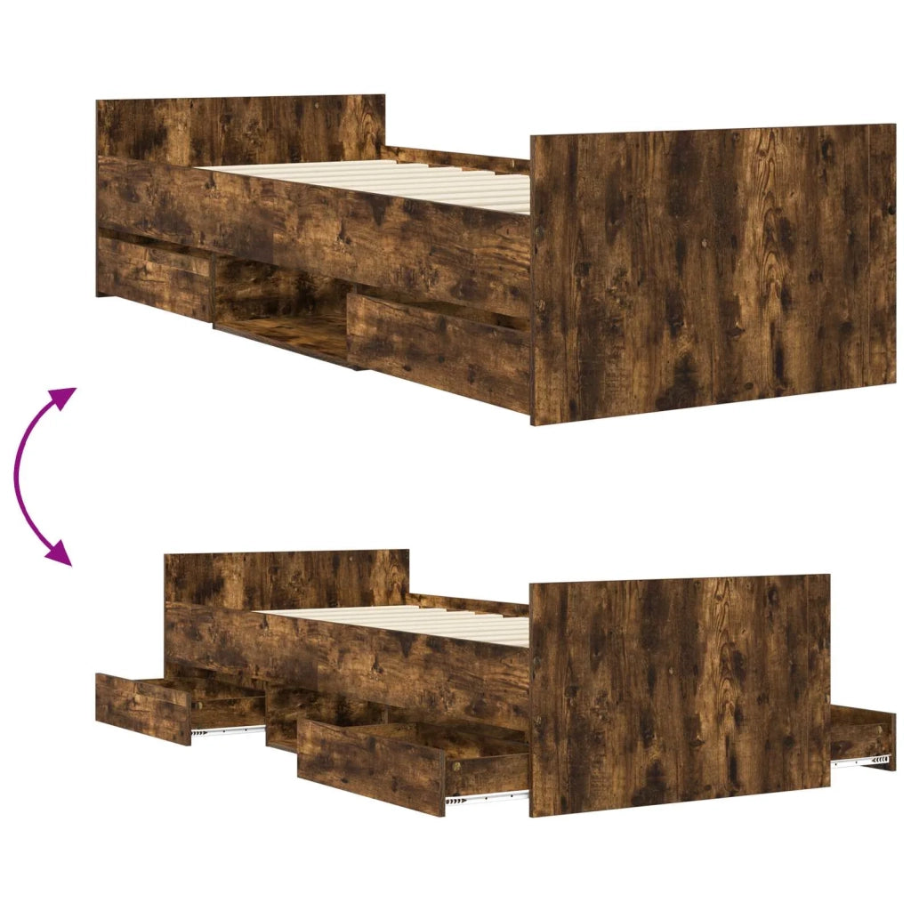 Struttura del letto Rovere Fumo Legno ingegnerizzato 3429511