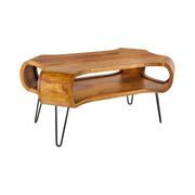 Tavolino basso NERA 100 cm in legno massello di Sheesham con nicchia – stile retrò industriale