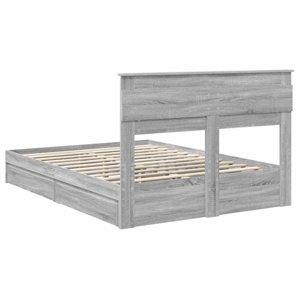 Letto con Contenitore con testiera Grigio Sonoma 150 x 200 cm