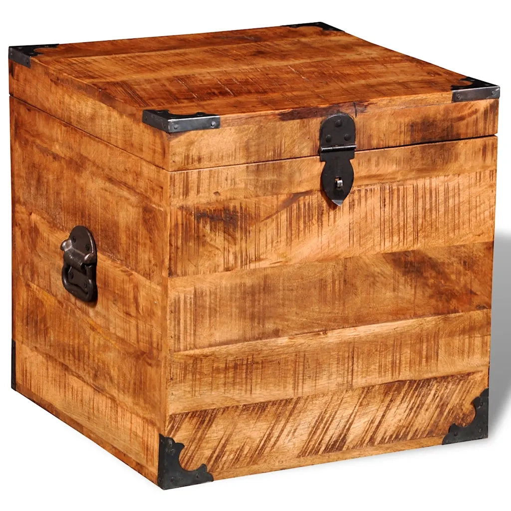 Cassapanca di Stoccaggio-Baule-Cassa a Cubo in Legno Ruvido di Mango