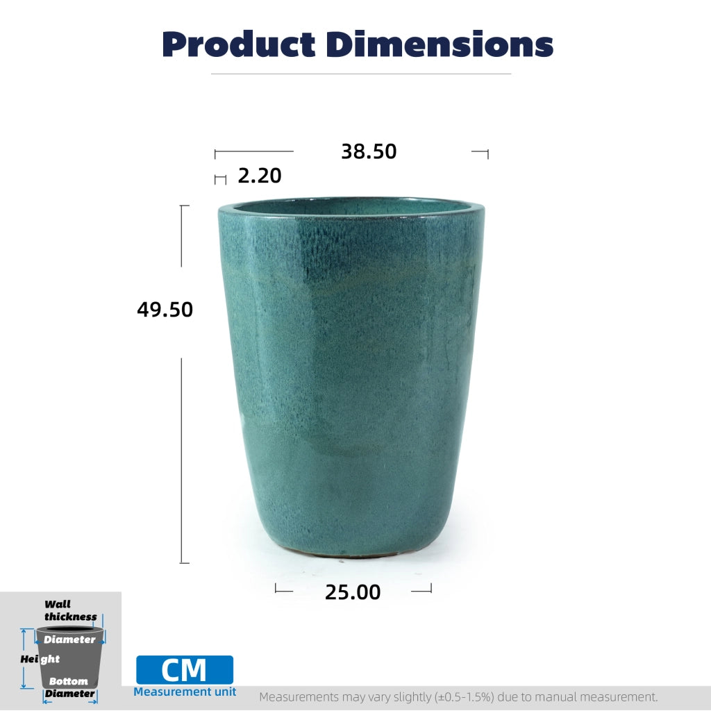 VASO IN CERAMICA Ø38,5x49,5 cm Azzurro Aqua con fori di drenaggio