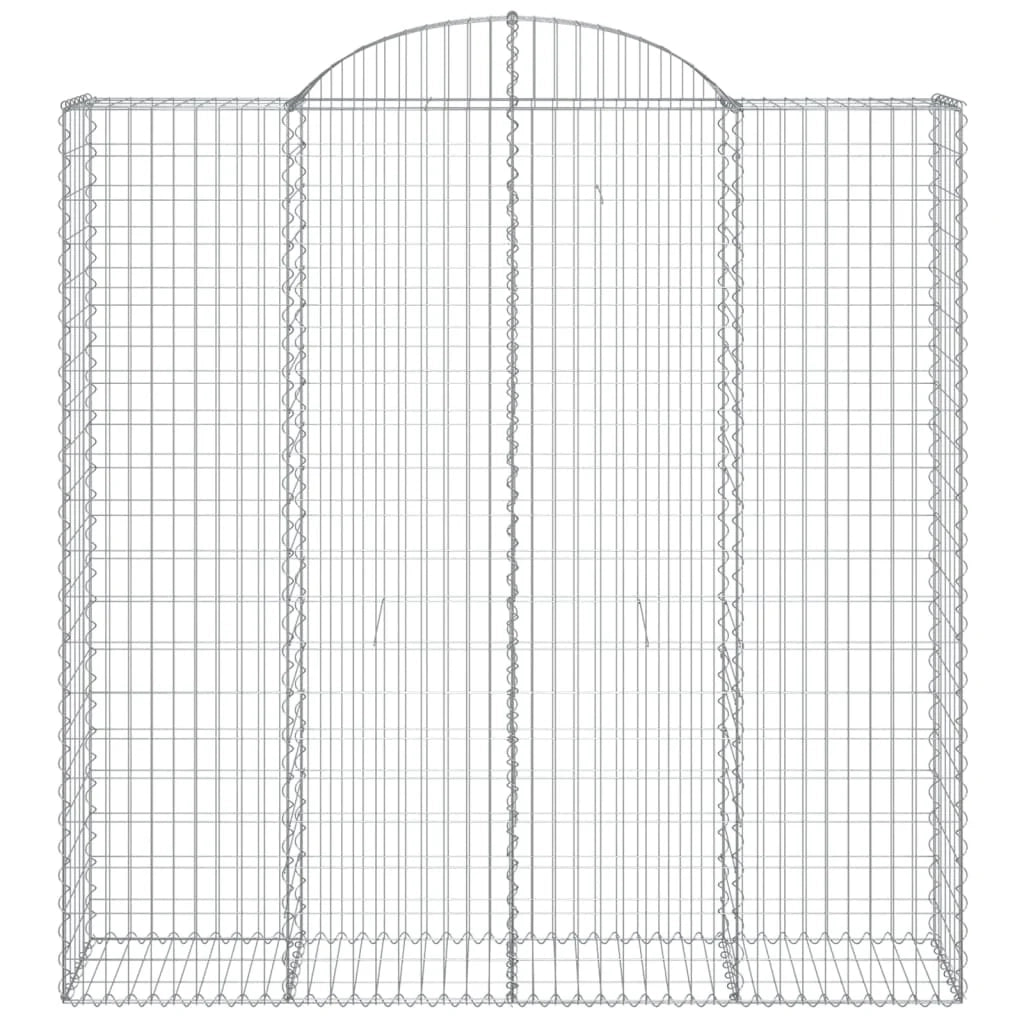 Cestini gabbioni recinzione a gabbia muro di contenimento ad arco 3 pezzi 200 x 50 x 200/220 cm ferro zincato argento 02_0040753