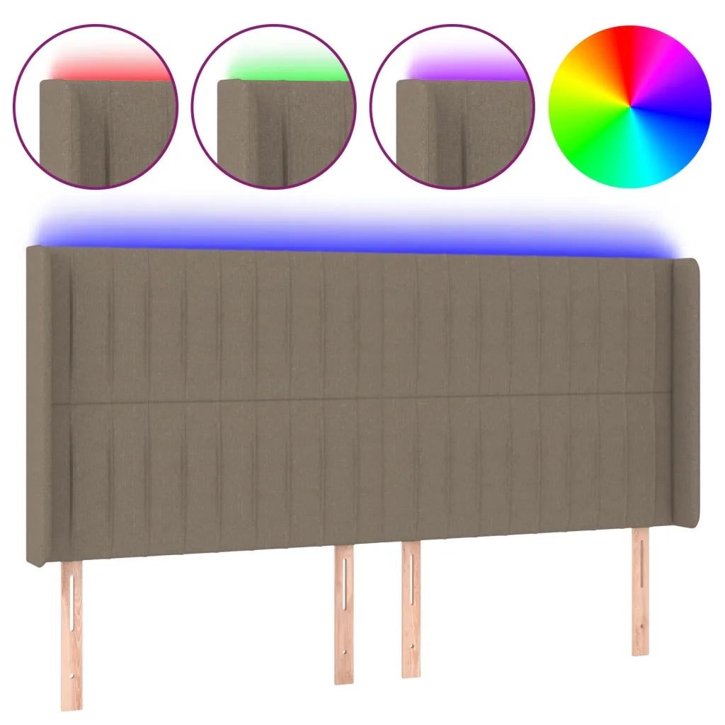 Testiera a LED-Testata con LED Tortora 183x16x118/128 cm in Tessuto 609172