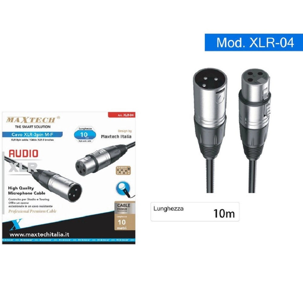 Trade Shop - Cavo Xlr 3 Pin Xlr Maschio-femmina Audio Prolunga Microfono Da 10 Metri Xlr-04 -
