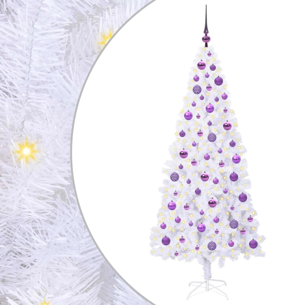 Albero di Natale Artificiale-Albero Natalizio Bianco 180 cm PVC e Acciaio 822318