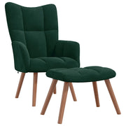 Poltrona Relax | Sedia Relax con Poggiapiedi Verde Scuro in Velluto