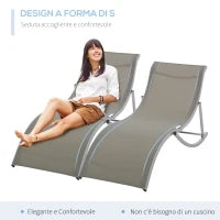 Set 2 Sdraio da Giardino Pieghevoli, Lettino Prendisole in Alluminio e Textilene, 61x165x63cm