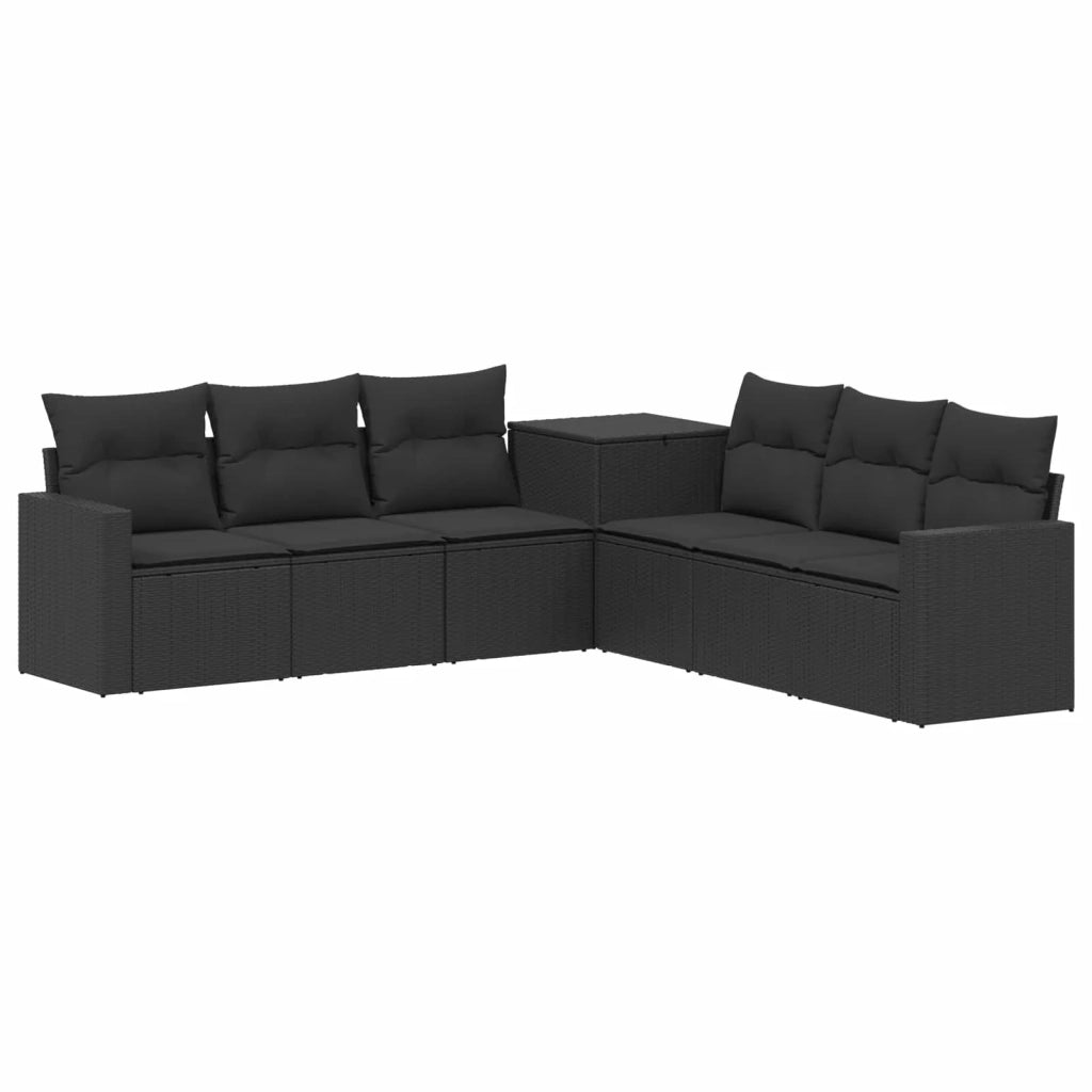 Set di divani 7 pcs Nero Rattan sintetico e Acciaio 3448774