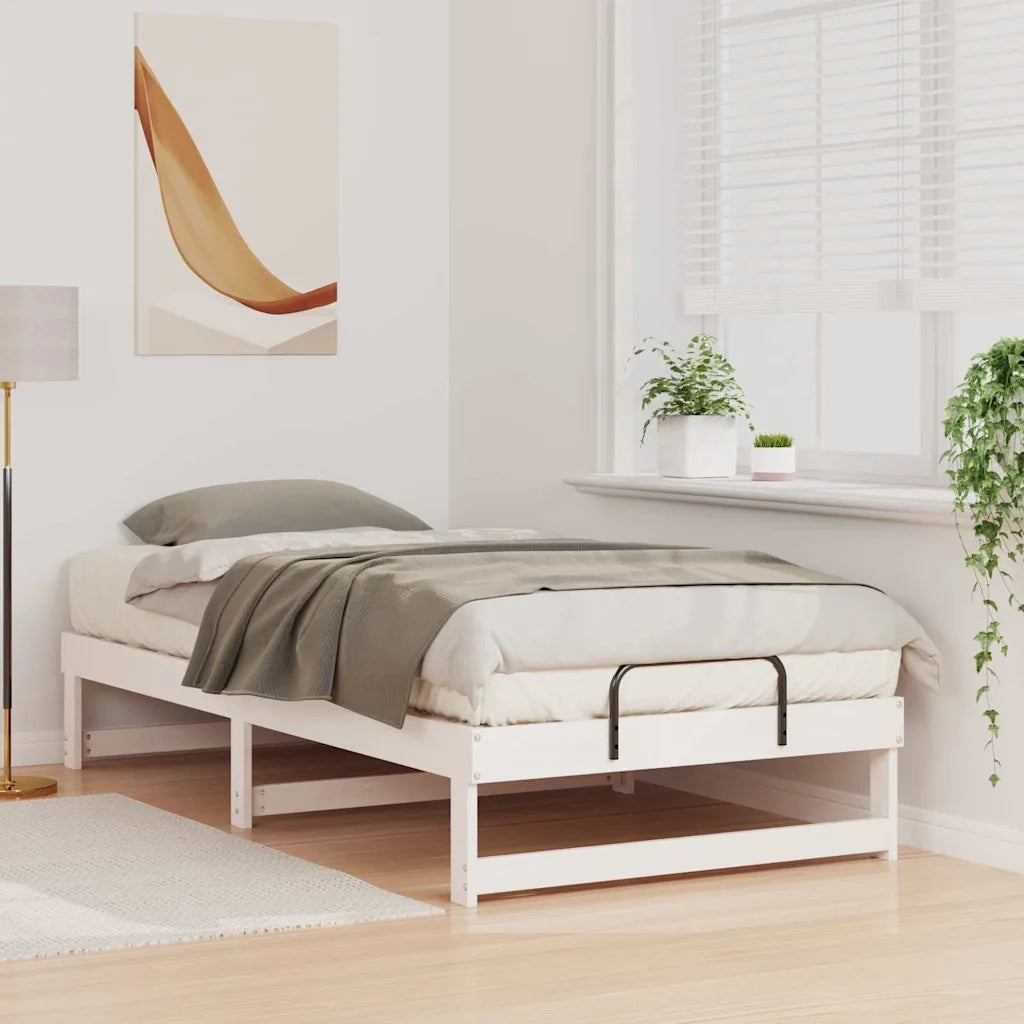 Struttura del letto Bianco 90 x 200 cm Pino massello 873146
