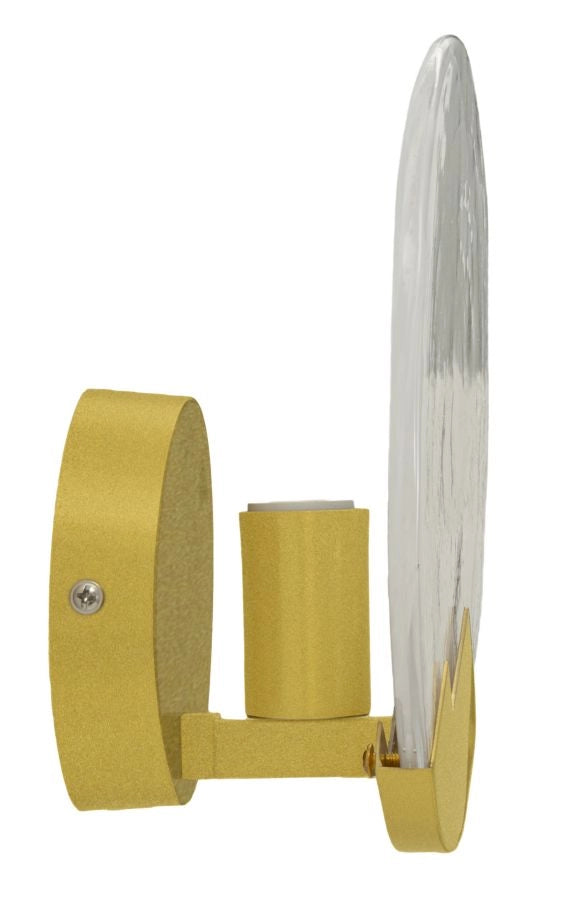 Lampada da Muro Moon Ø20x10 cm in Vetro e Ferro Oro e Bianco